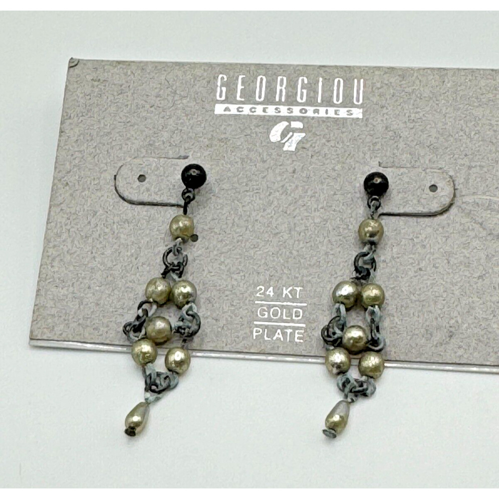 Beautiful Vintage Goldtone Georgiou Etruscan 24 KT GP Chandelier Earrings NEW